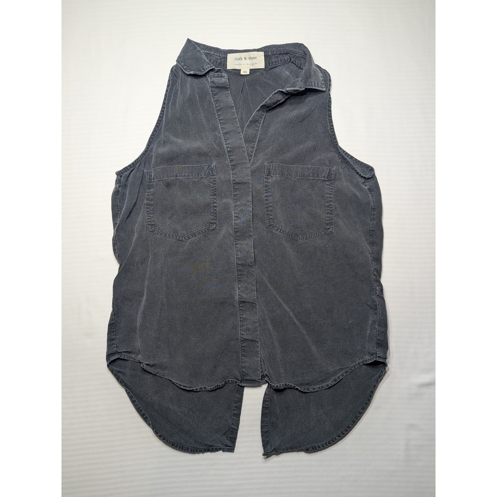 Cloth & Stone Anthropologie Women XS 100% Tencel Sleeveless Split Back Blouse - Picture 3 of 8